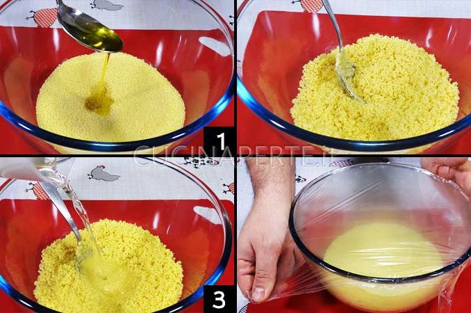 Versare il brodo nel cous cous