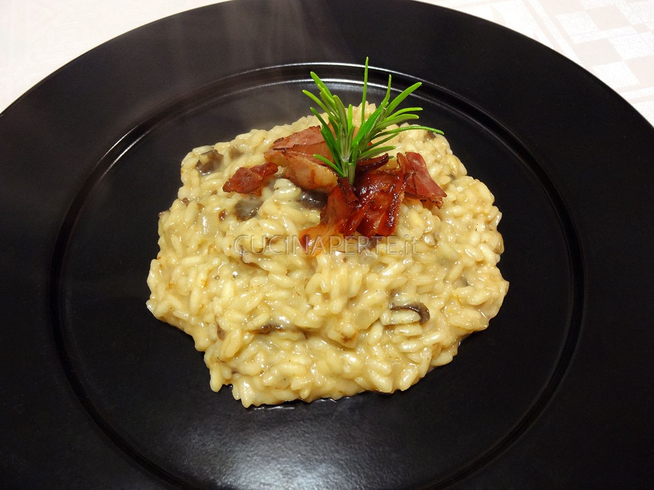 Risotto alla birra con fontina, prugne e speck Cucina per Te